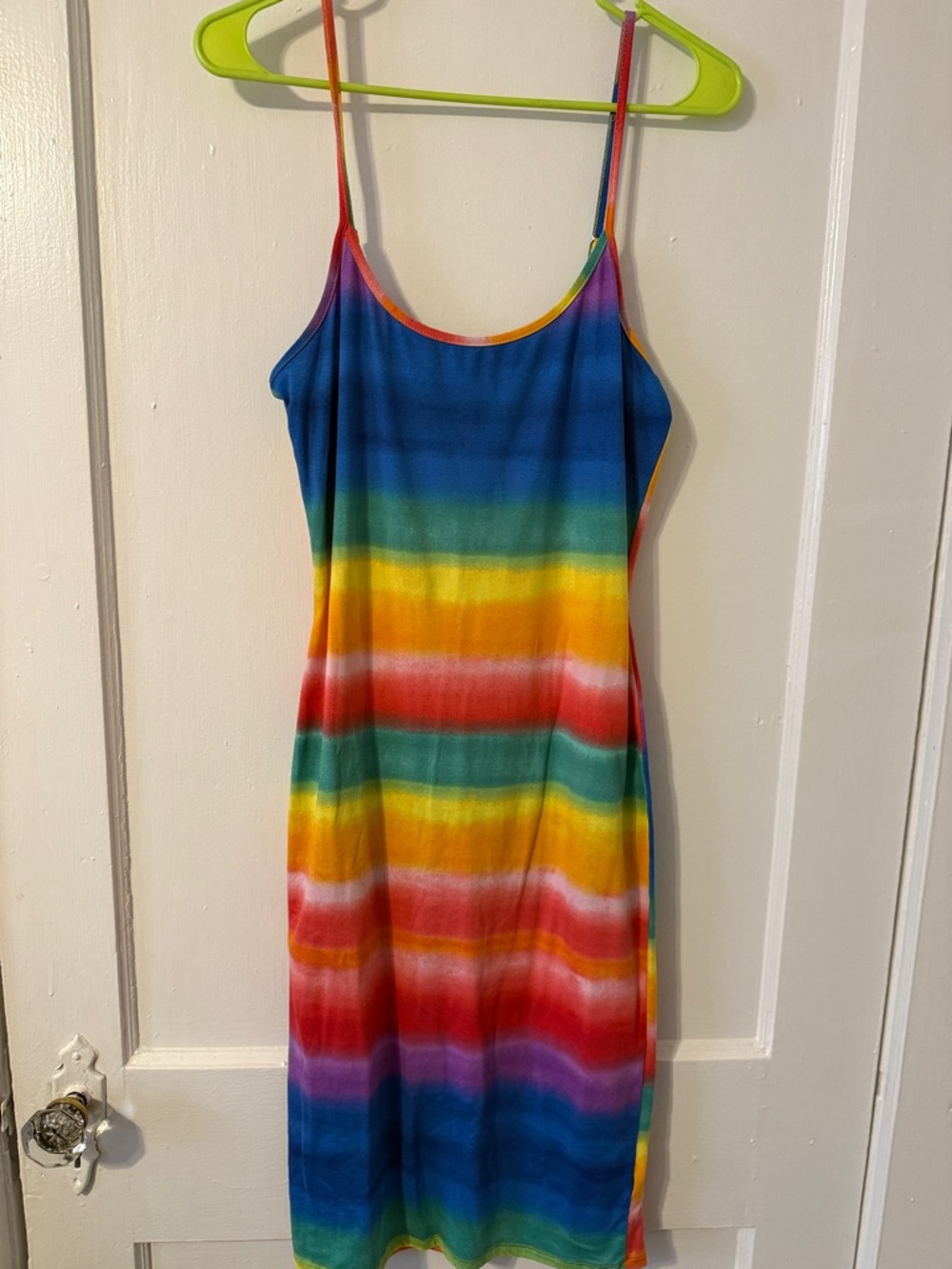 Absolutely Rainbow Stripe Slip Dress with Multicolor Bands
